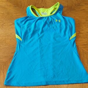 Under Armour Women's Blue and Neon Running Tank Top